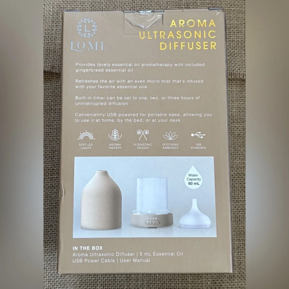 Lomi Aroma Ultrasonic Diffuser Holiday Edition With Gingerbread Oil Neutral